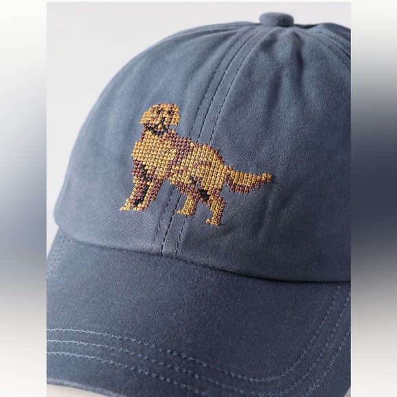 Anthropologie Needlepoint Icon Waxed Canvas Baseball Cap - Picture 3 of 4